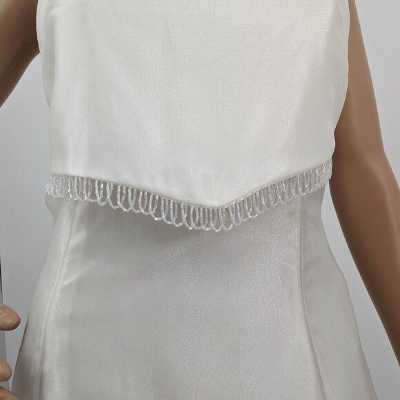 Vintage 1990s Y2K Aspeed Wedding Gown White Dress Beaded Formal Prom Size 9-10 - Picture 4 of 9